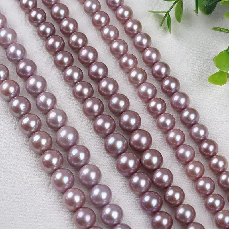 Miniatura 2 de Davitu Cadena de perlas de agua dulce de 10-120.472-0.551in, color morado natural, cuentas sueltas redondas para la fabricación de joyas (color