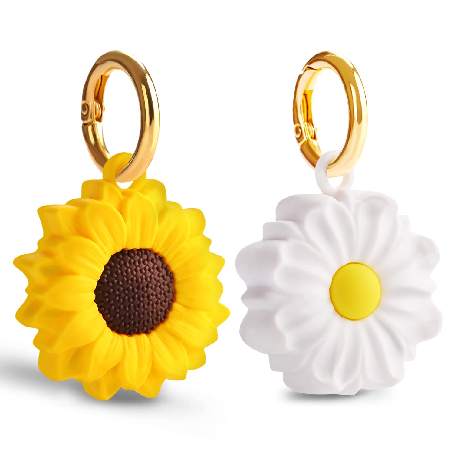 GOLLEY Compatible with AirTag Keychain?Apple airtag case,Airtag Holder, air tag. Holder Keychain (Sunflower + Daisy)