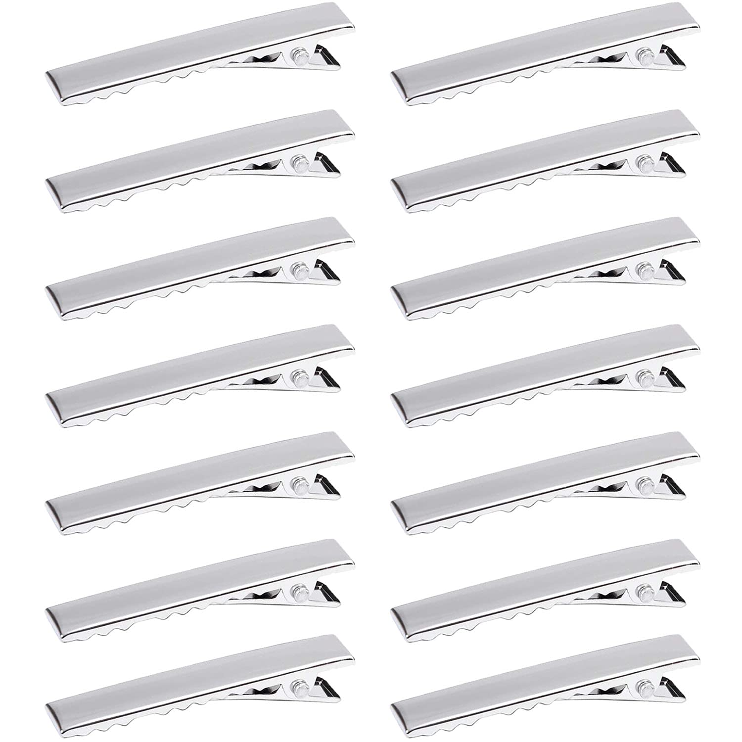 Jeffan 80 Pieces 2.36 Inch Alligator Hair Clips Metal Duck Bill Hair Clips with Teeth Hair Bows Arts & Crafts DIY Accessories