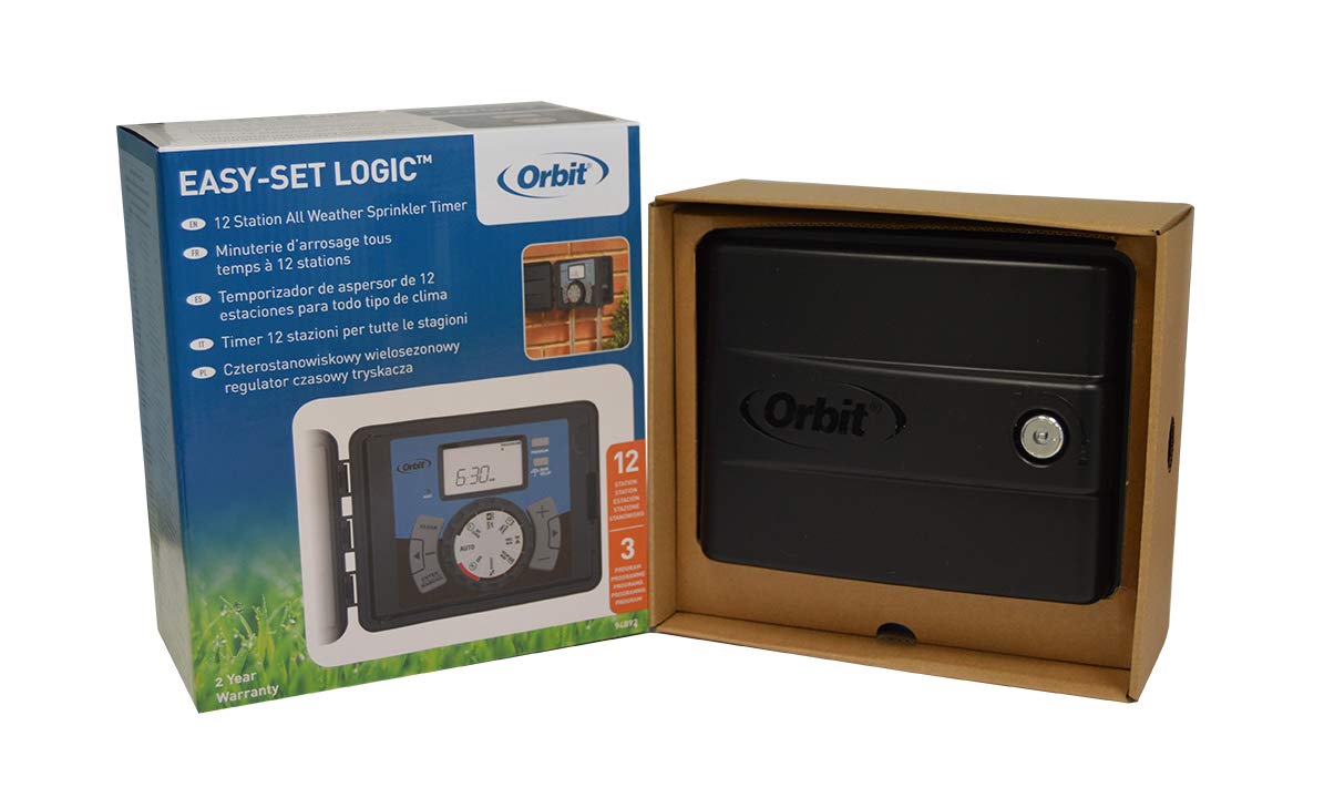 S&M Orbit 94892 – Programador de riego automático Easy-Set Logic con tapa-12 Zonas de riego