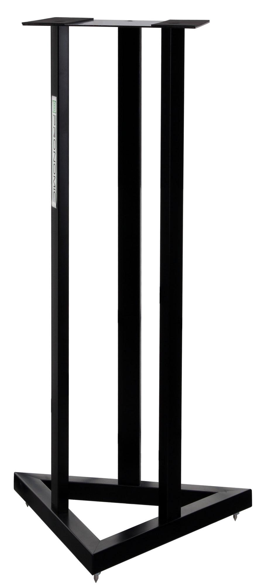 Pronomic 2X Pieds SCS-20 pour Moniteur Studio, 90 cm, Base Triangulaire, Pieds Caoutchouc/Spikes, goupille sécurité, Acier, Plateau avec Bande Caoutchouc, Noir thermolaqué.