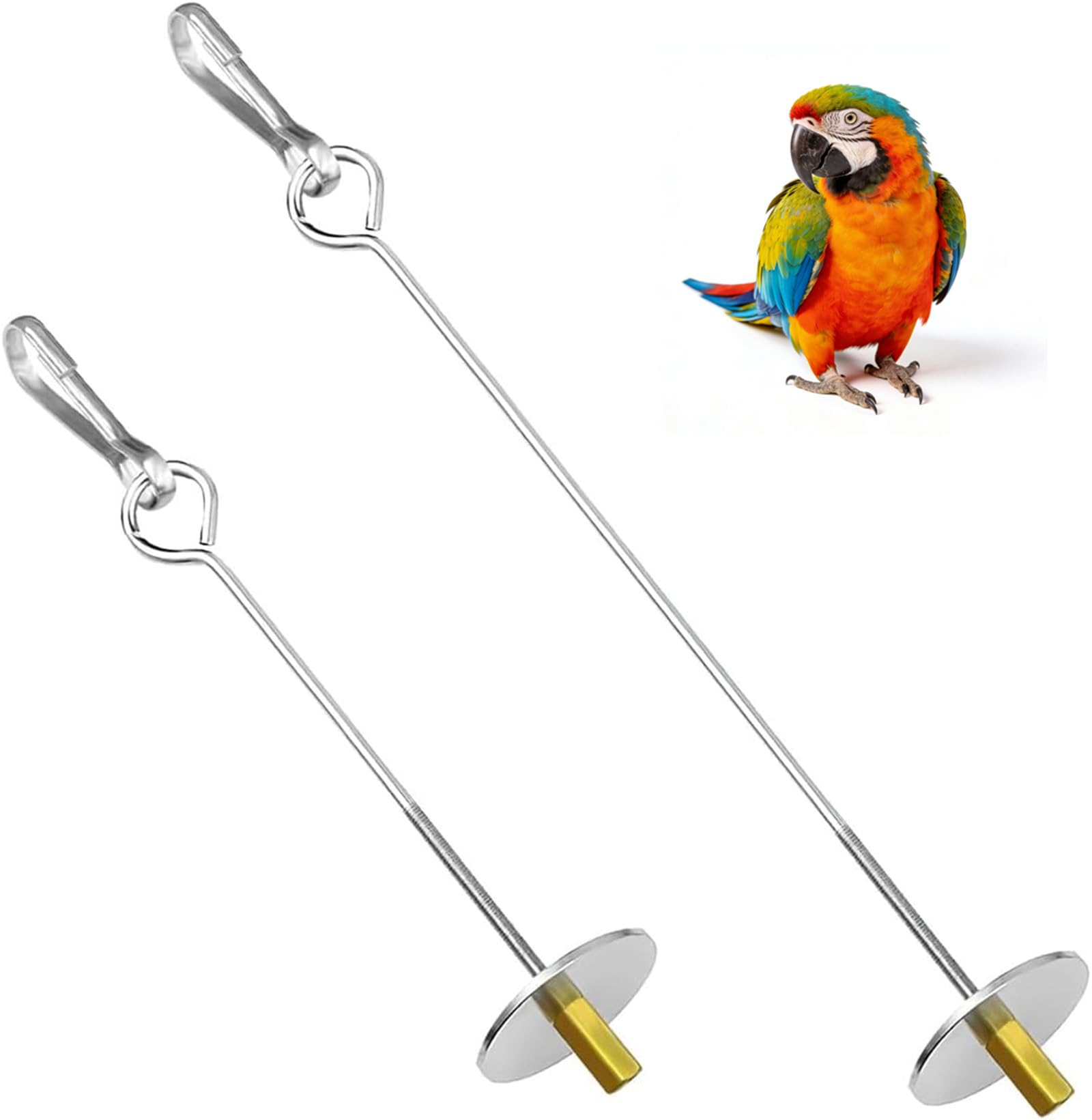 2 PCS Parrot Skewer Feeder Stainless Steel Parrot Skewer Feeder Birds Fruit Bird Feeders Silver Hanging Food Feeding Bird Foraging Toy for Budgie Parakeet Cockatiel Cage Feeding