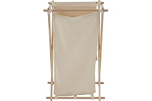 Collapsible Wooden X-Frame Laundry Hamper with Fold Over Lid