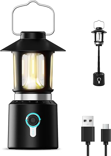 Miniatura 1 de Linterna LED telescópica para campamento, 8000 mAh, funciona con pilas, luces de campamento vintage, 3 modos de luz, luces de tienda de campaña con