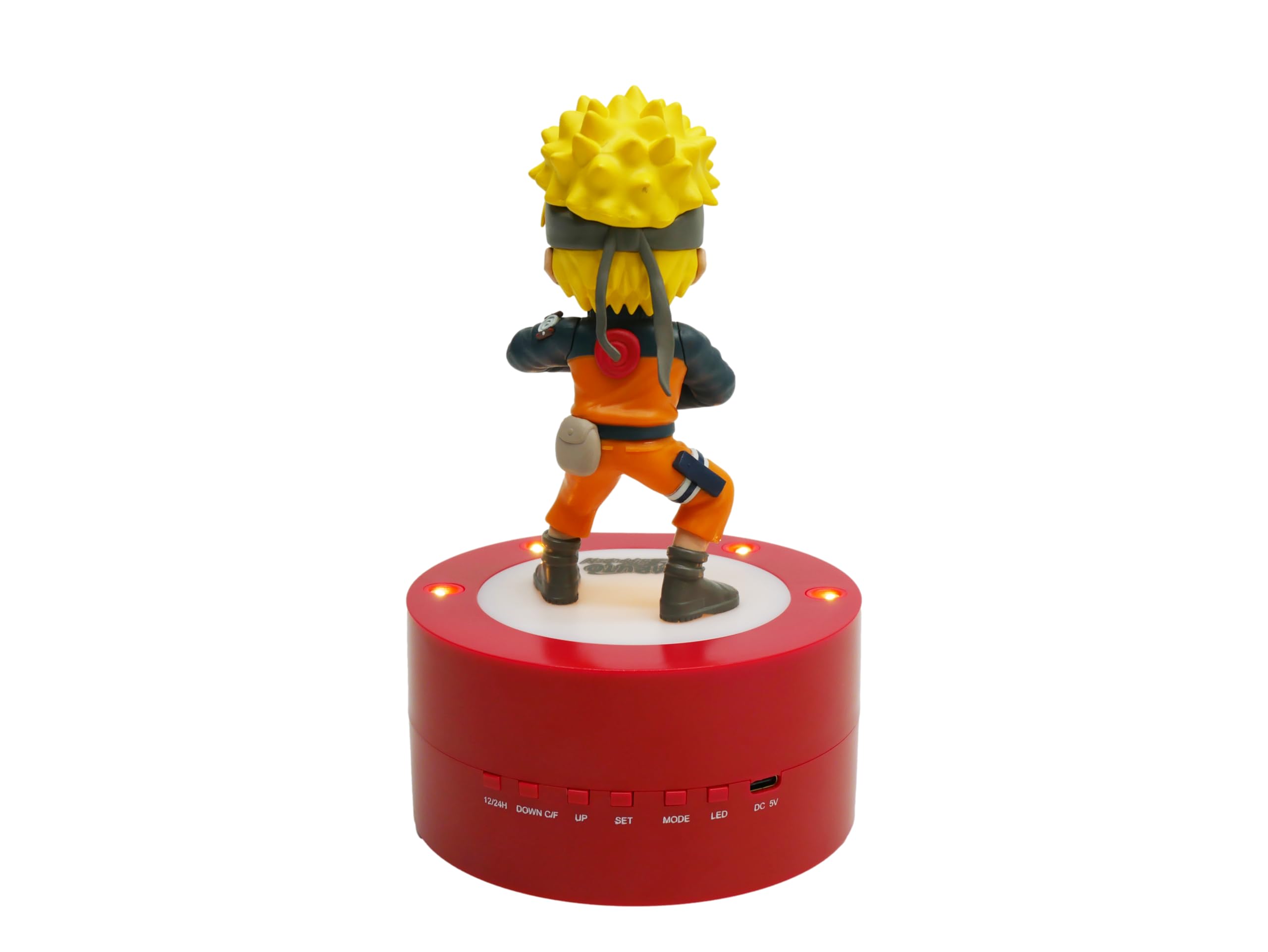 TEKNOFUN - Licencia Naruto Shippuden - Despertador Digital Naruto - Pantalla 12/24h, Fecha, Temperatura - Negro, Naranja, Amarillo - Funciona con 3 x AAA/Enchufe - Cable USB (Incluido) - 811607