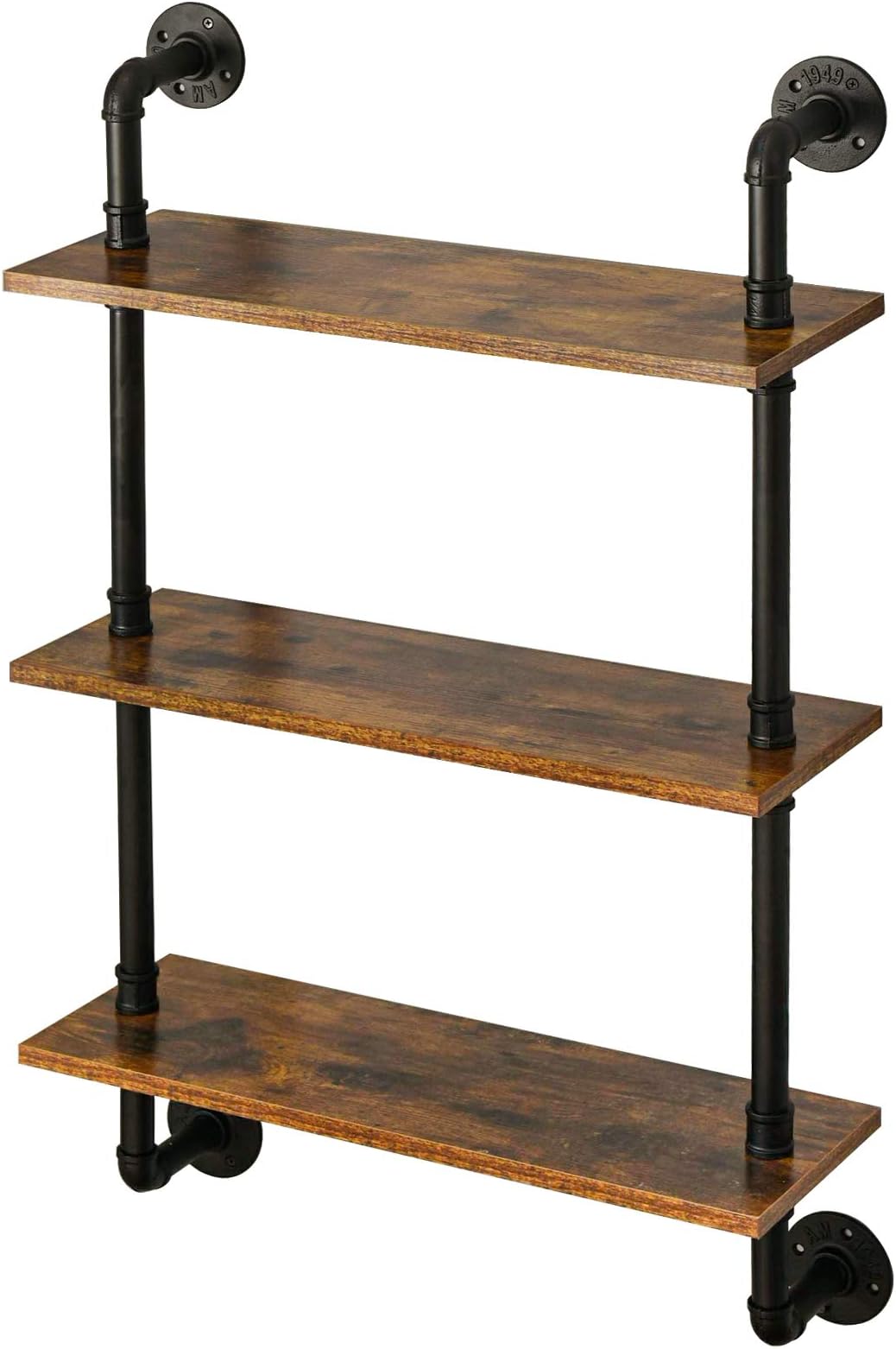 FODUE Industrial Pipe Shelving Bookshelf Rustic Modern Wood