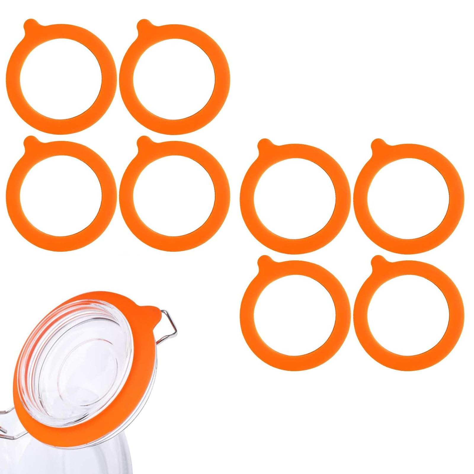 8-Pack Silicone Mason Jar Gaskets - Replacement Seals For Regular Mouth Canning Lids