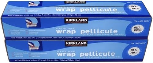 Kirkland Signature Stretch Tite - Envoltura de plástico para alimentos PMYknx, 2 paquetes (envoltura de alimentos de 750 pies cuadrados)