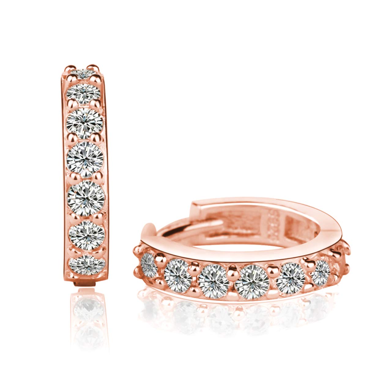 EMPATHY JEWELSSmall Sterling Silver Earrings – Earrings with Cubic Zirconia in 14 mm Diameter – Original Gifts for Women in 925 Sterling Silver