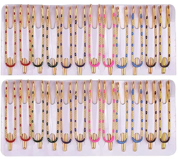 pmw Stainless Steel Saree Pins Chunari Pin Hijab Pin Fancy Patli Stong Hold Sadi Dupatta Brooch Pin for Women Multicolor - 6 pcs - Random Model-picture-29
