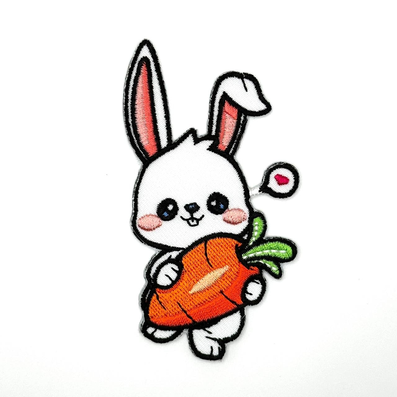 Rabbit Iron On Patch 1.7" x 3.1" - Embroidered Easter Bunny Applique - Rabbit Appliques - Iron On Sew On Patches for Holes, Clothing, Jeans, Hat,