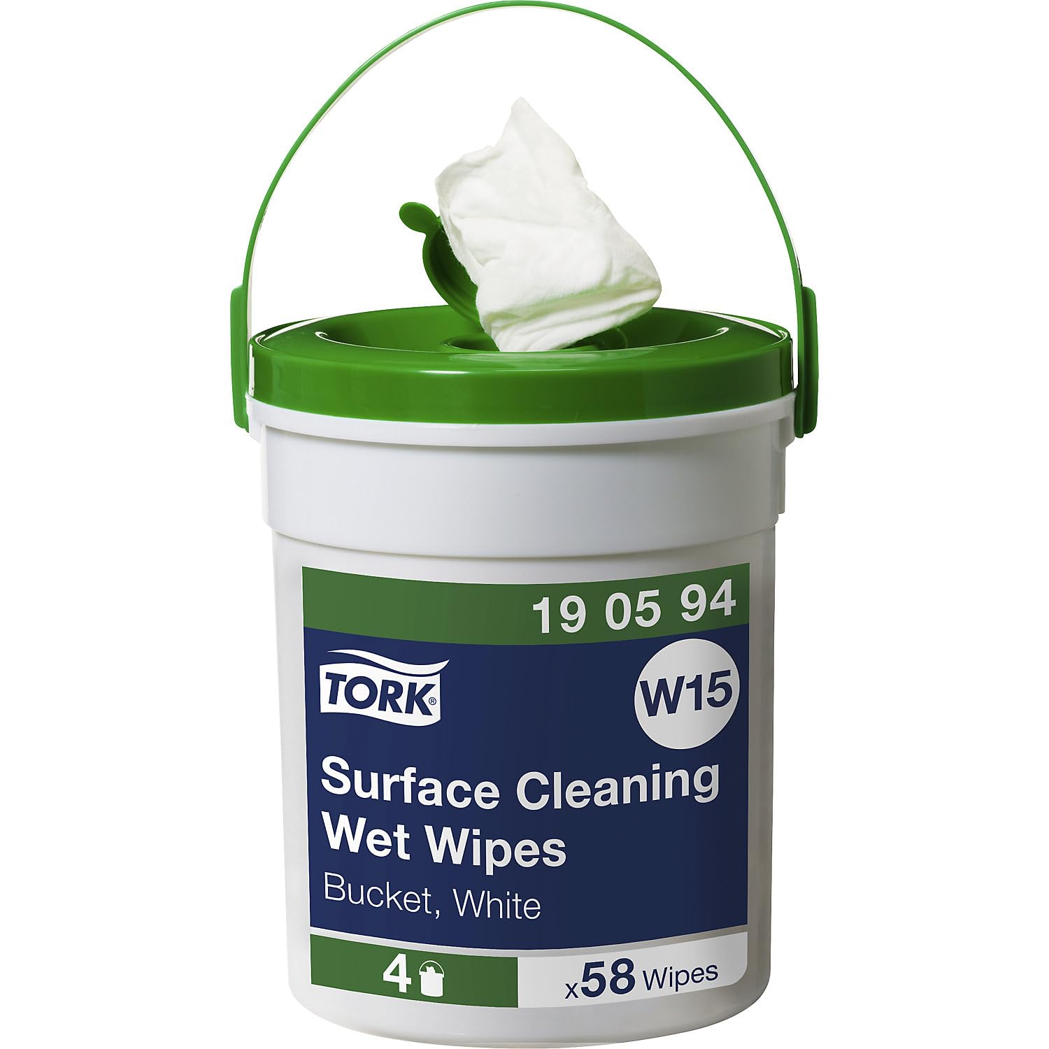 Tork Prem.Wet cleaning wipes, 1-plywhite,16mx27cm,case 4 buckets/58 sheets