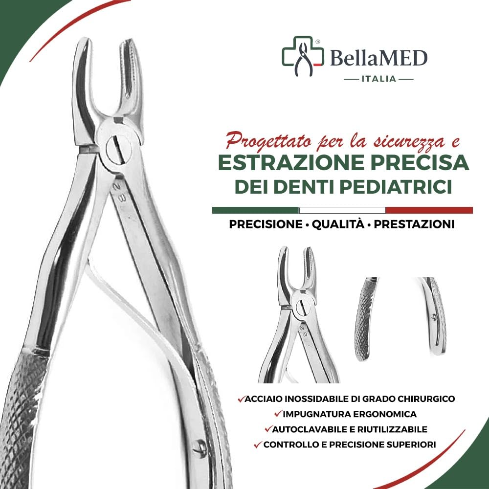 Baby Set 7 Pinze Estrazione Dentale Pediatrica CE | Acciaio Inossidabile, Autoclavabile, Impugnatura Ergonomica, Denti da Latte, Uso Professionale