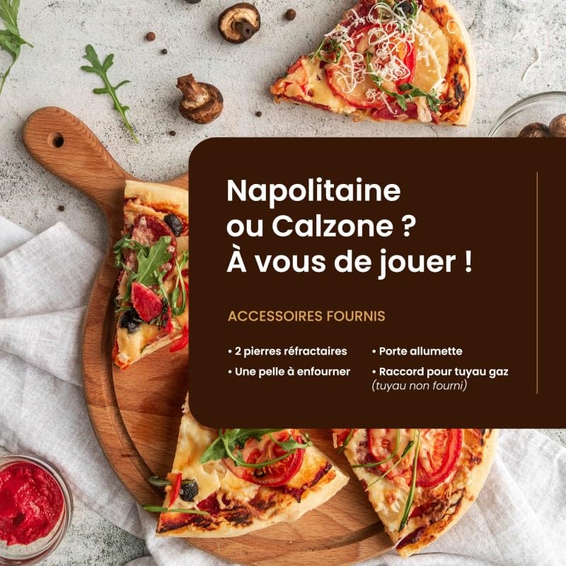 BELDEKO Four à Pizza Gaz LUIGI XL 7500W Pierre Tournante - Marque Française