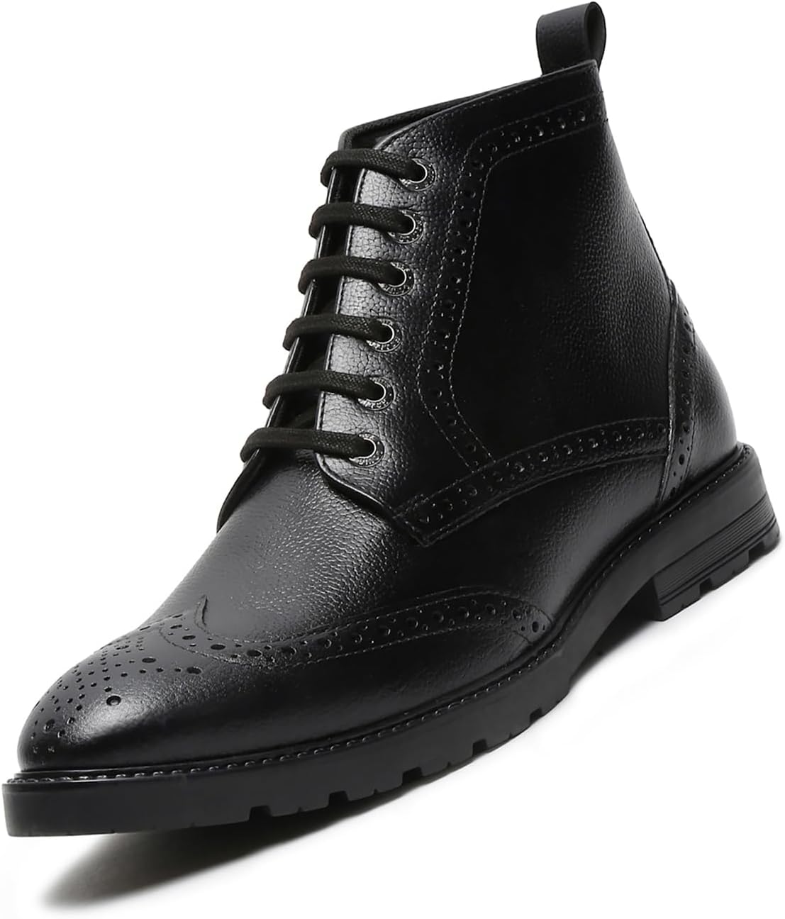 Chukka Boot for Men | High Ankle Italian Leather Boot | Handcrafted | Hiking and Biking Shoes | Brogue Style Lace-up Boot | Mens Formal Boot Size-UK010 Black (BT-WBNDCKBGJB)
