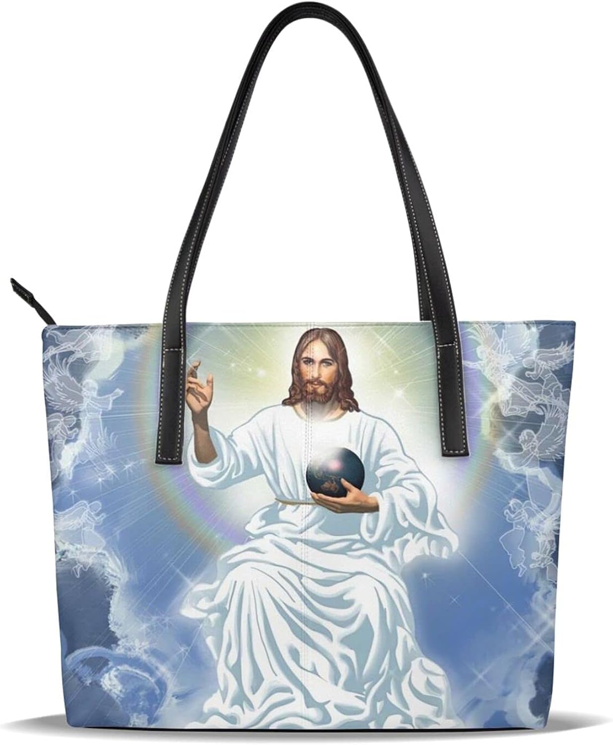 Holy Jesus Christ Lord Pu Leather Printed Pattern Casual Handbags