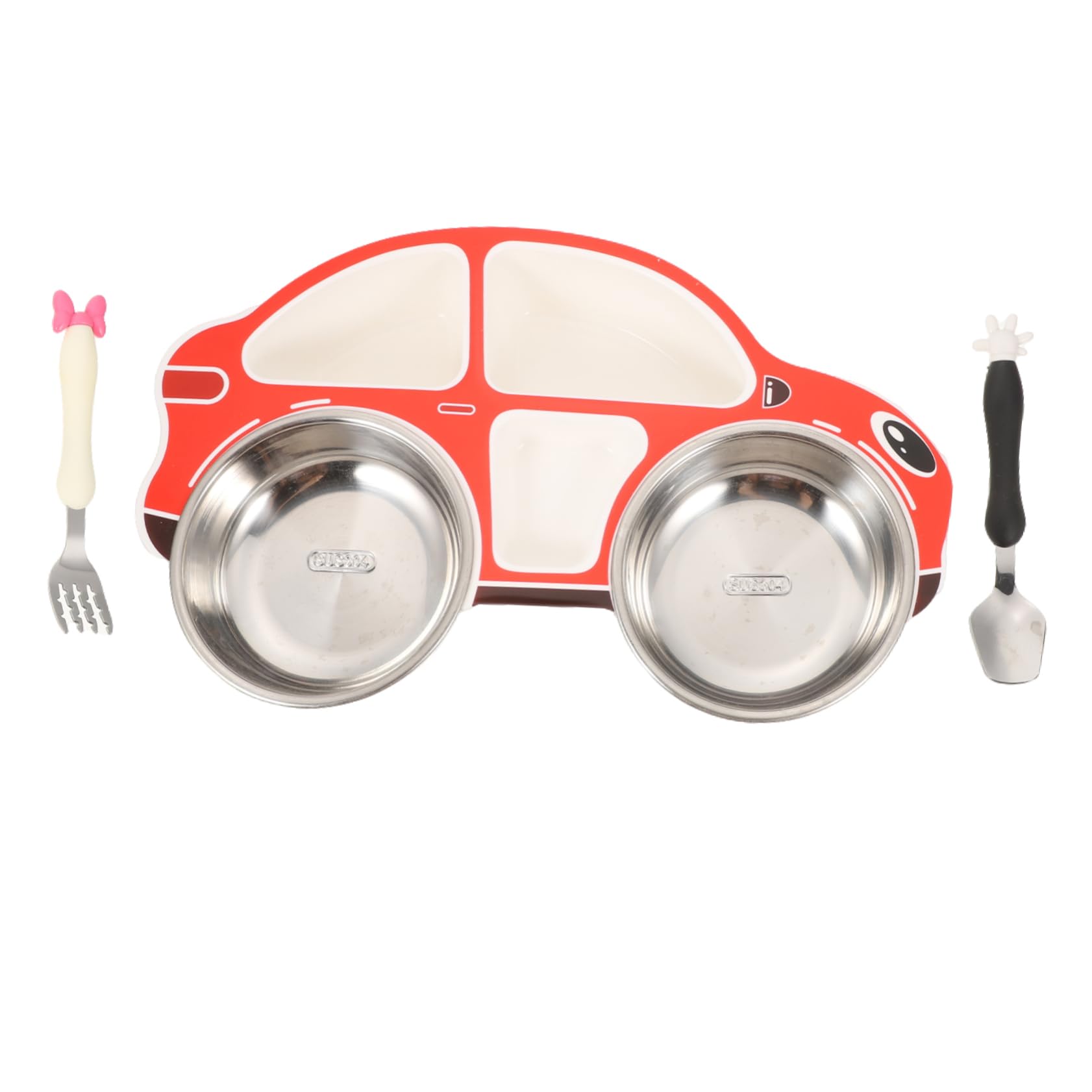 BESPORTBLE Cartoon and Girls Plate Set School Food Serving Tray Stainless Steel Divided Plate for Boys and Girls Home Use 304 Safe Material Random Style