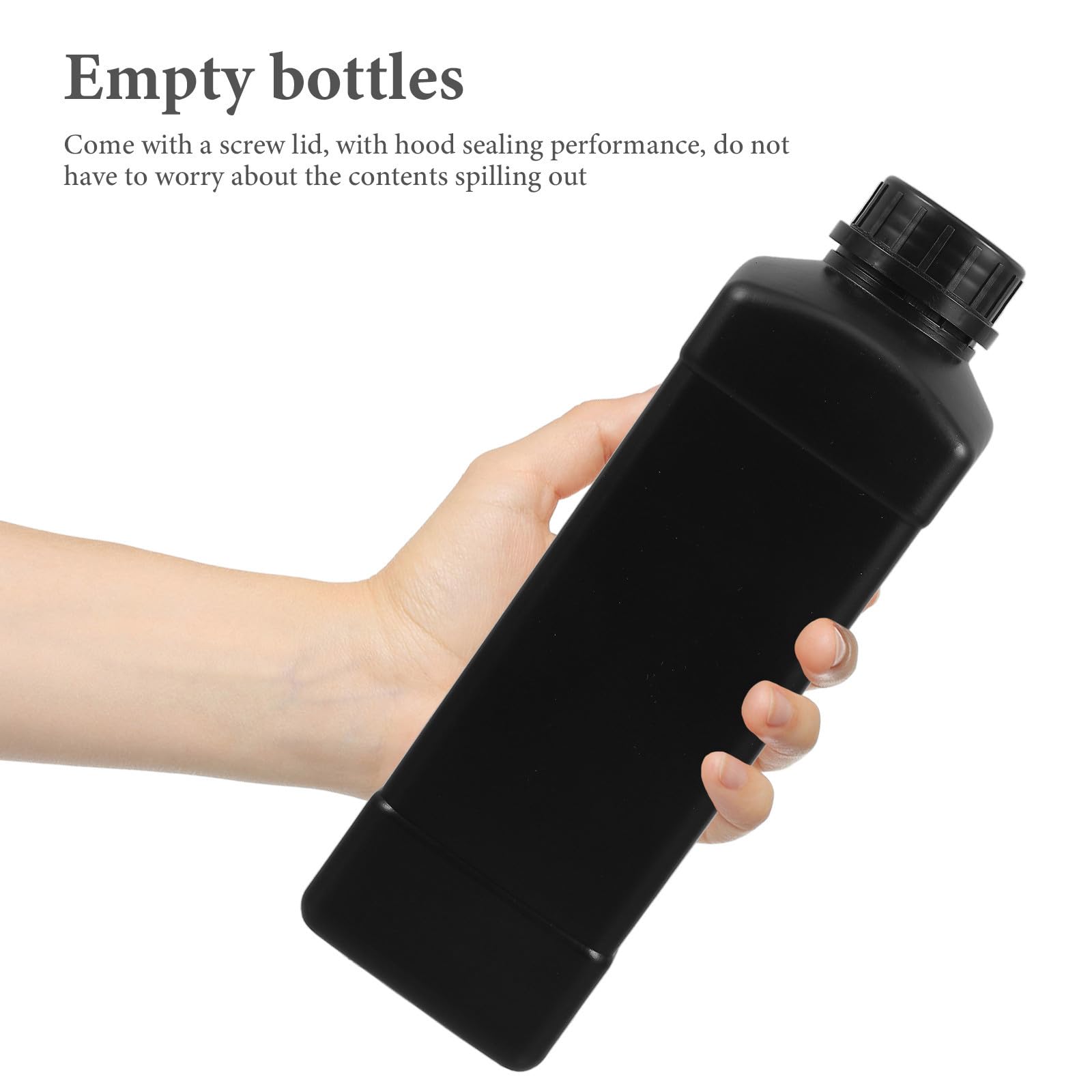Bottiglia per Reagenti da Laboratorio 1000ml 2 Pezzi Contenitore Vuoto in Hdpe Nero con Superficie Liscia e Resistenza All'usura per Uso Scientifico