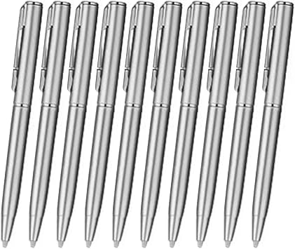 10Pcs Metal Ballpoint Pen Signing Pen Twist to Open/Close Ballpoint Pen Guest Sign in Pen for Office Black/Blue Inks