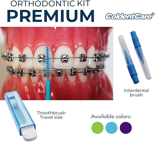 Miniatura 3 de Kit de cuidado bucal de ortodoncia para la limpieza de soportes de frenos, incluye cepillo de dientes y tapa, cepillo de dientes de viaje, hilo