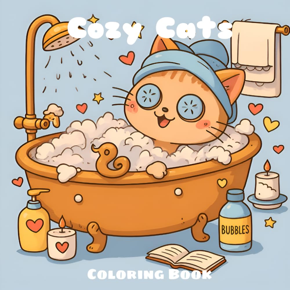 Cozy Cats Adult Coloring Book for Stress Relief: Relieve stress and unwind with cute and cozy cats