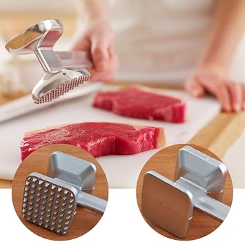 Meat Tenderizer, Versatile Meat Tenderisers, Aluminum Alloy Meat Hammer, Double Sided Heavy Duty Teeth Meat Mallet, for Steak, Chicken, Cooking Enthusiasts, Tool Used for Kitchen & BBQ