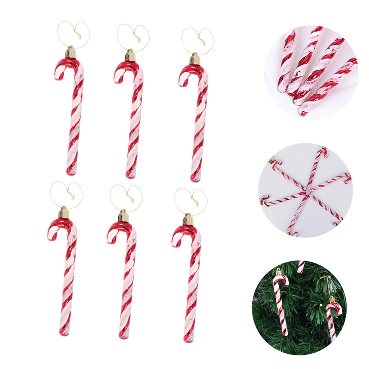 MAGICLULU 7 Sätze Weihnachtsstock Weihnachtsbaum-anhänger Weihnachtsbaum-hängeornamente Christbaumschmuck Zum Aufhängen Weihnachtsverzierung Zuckerstange Weihnachtsdeko Überzug 6 Stück * 7