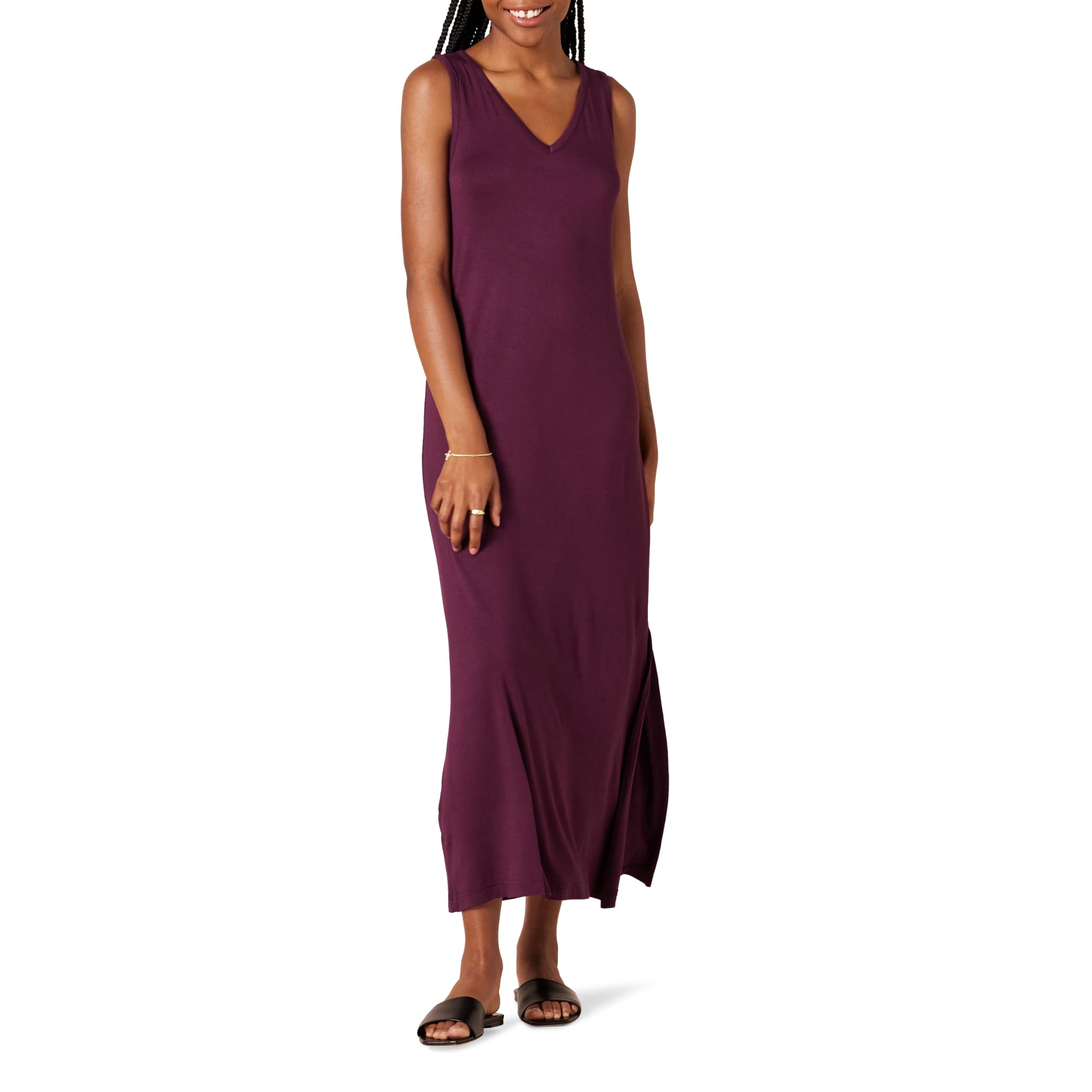 Amazon Essentials Vestido Largo de Punto sin Mangas con Cuello en Pico Mujer