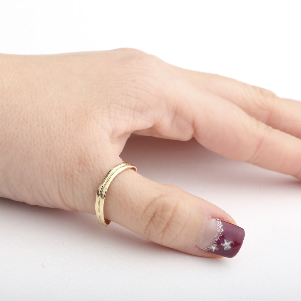 Floreo 10k Gelb-, Weiß- oder Rotgold 3mm Komfort gebogener Doppelwellenring - Bild 4 von 9