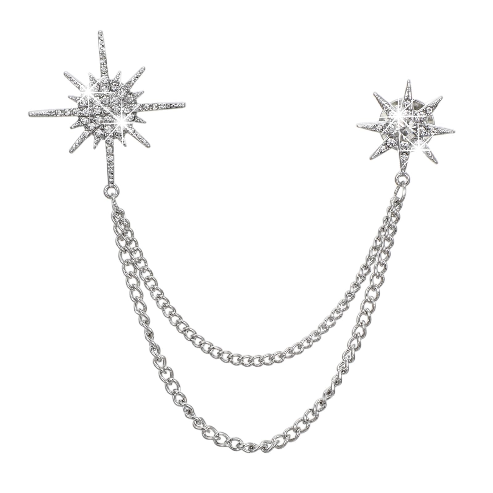 Brooch for Men, Lapel Pin for Men Suit and Coat Brooches for Man, Saree Brooch for Women, Ideal for Parties, Gatherings, Banquets and Anniversaries, Silvery Tone Design