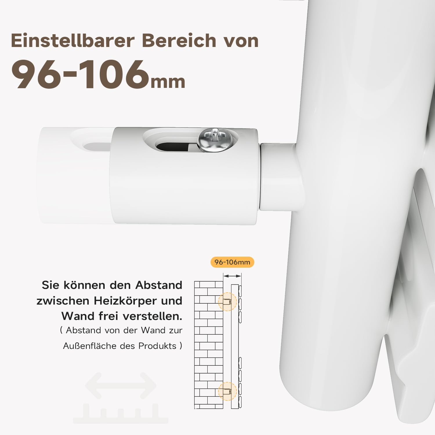 SONNI Scaldasalviette elettrico da bagno, 1000 x 500 mm, bianco, con barra riscaldante WiFi, 600 Watt, piatto, scaldasalviette elettrico, con elemento riscaldante intelligente per radiatori da bagno