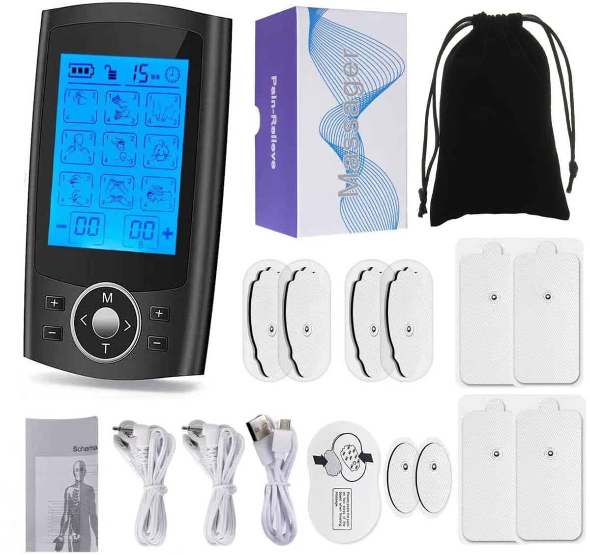 QUARPIMER Digital TENS EMS Unit Massager, 36 Modes for Pain Relief Therapy, Suitable for Treating Neck Stress, Shoulder Pain and Pulse Muscle Massage