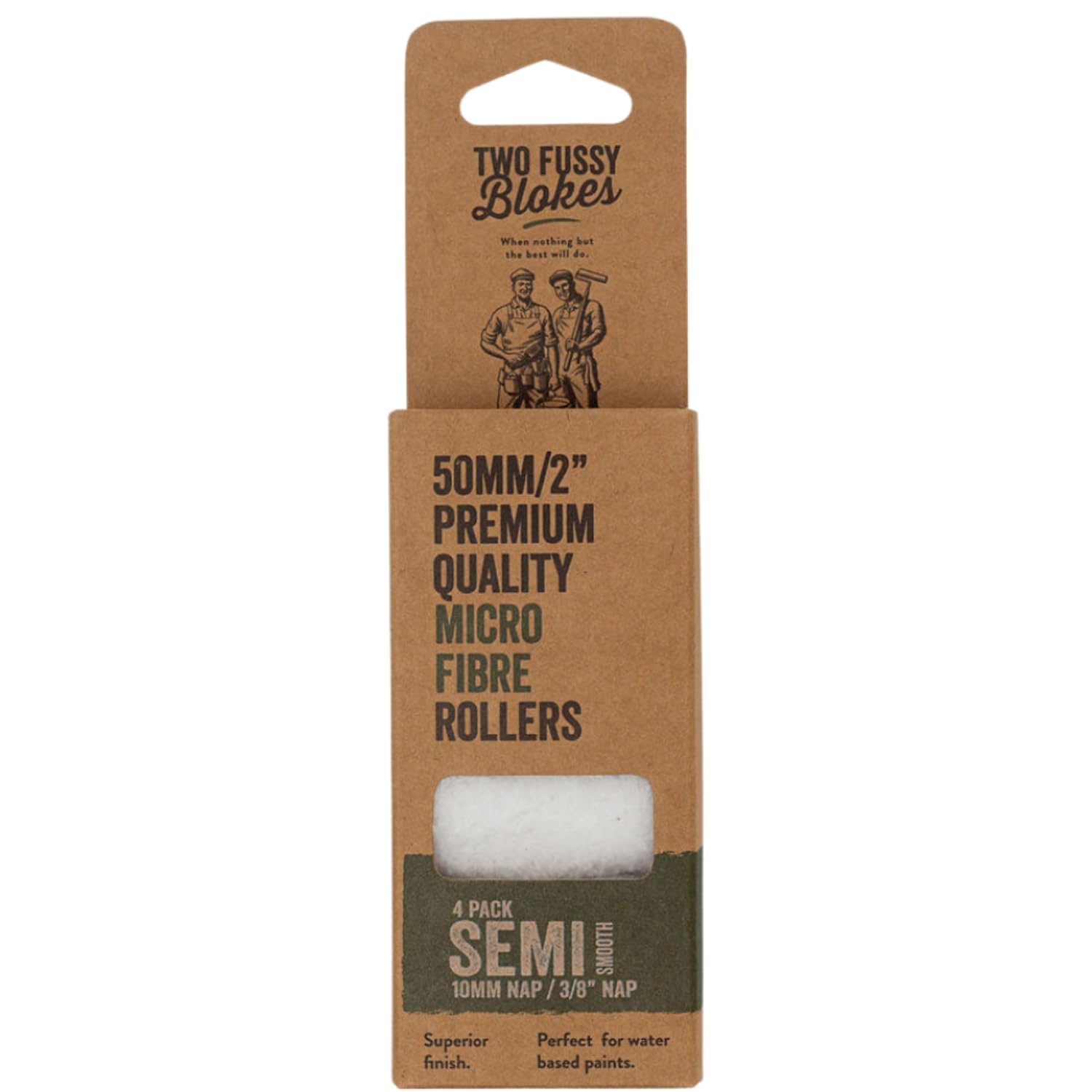 Two Fussy Blokes Semi Smooth Roller Refill Sleeves 2"" (50mm) - 4 Pack