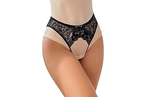 Women's Crotchless Lace Mid Rise Panty Thong - Floral Design for Maximum Comfort and Seduction