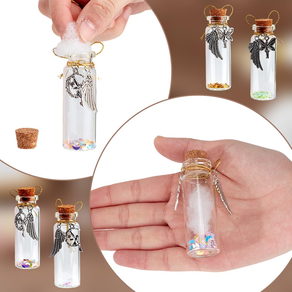 DELORIGIN 4pcs Pet Hair Glass Memorial Bottle Glass Tube Wishing Bottle with Winged Angel Pendants and Cork Stopper Dog Keepsake Memorial Urn Cat Remembrance Gift Sympathy Glass Vial for Pet Ashes - Image 4