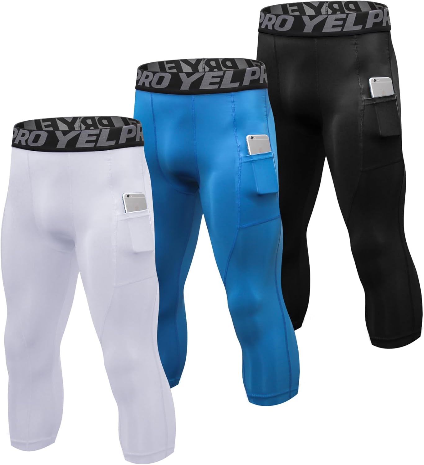 SPVISE 1 or 3 Pack 3/4 Compression Pants Men Athletic Gym Capri Leggings Running Tights Dry Fit Basketball Sports Base Layer