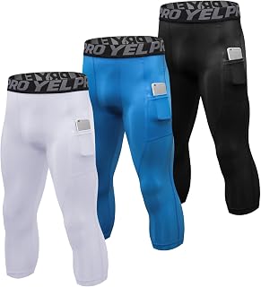SPVISE 3 Pack Men's 3/4 Compression Pants Dry Fit Athletic Capri Leggings Gym Tights Sports Base Layer for Basketball Running