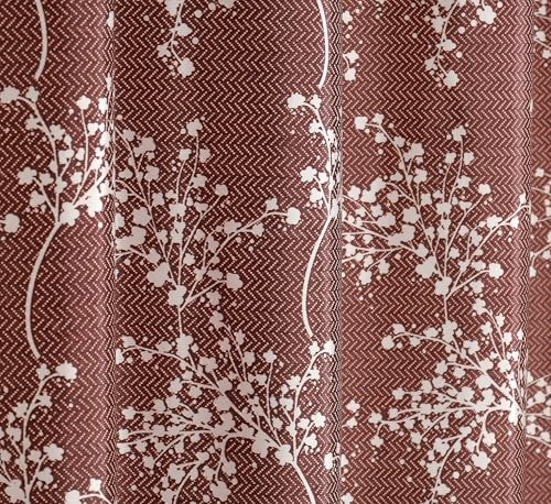 Image of Floral Printed Home Decor Curtains for Living Room, Bedroom Doors and Windows Panel, Parda, Eyelets Hanging, Coffee, 4 x 6 Feet, 1 Piece