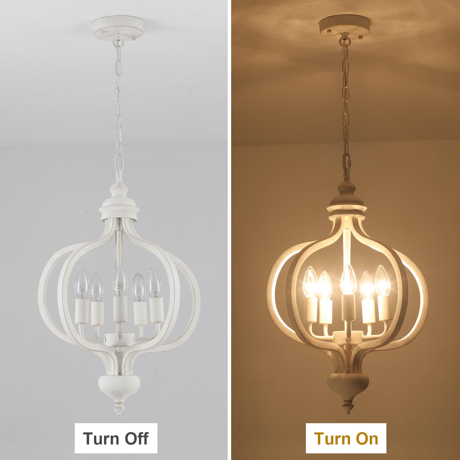 Lustre Plafonnier Design 5 Bras Blanc – Métal, Hauteur 41 Cm, Diamètre 37 Cm, Ampoules E14