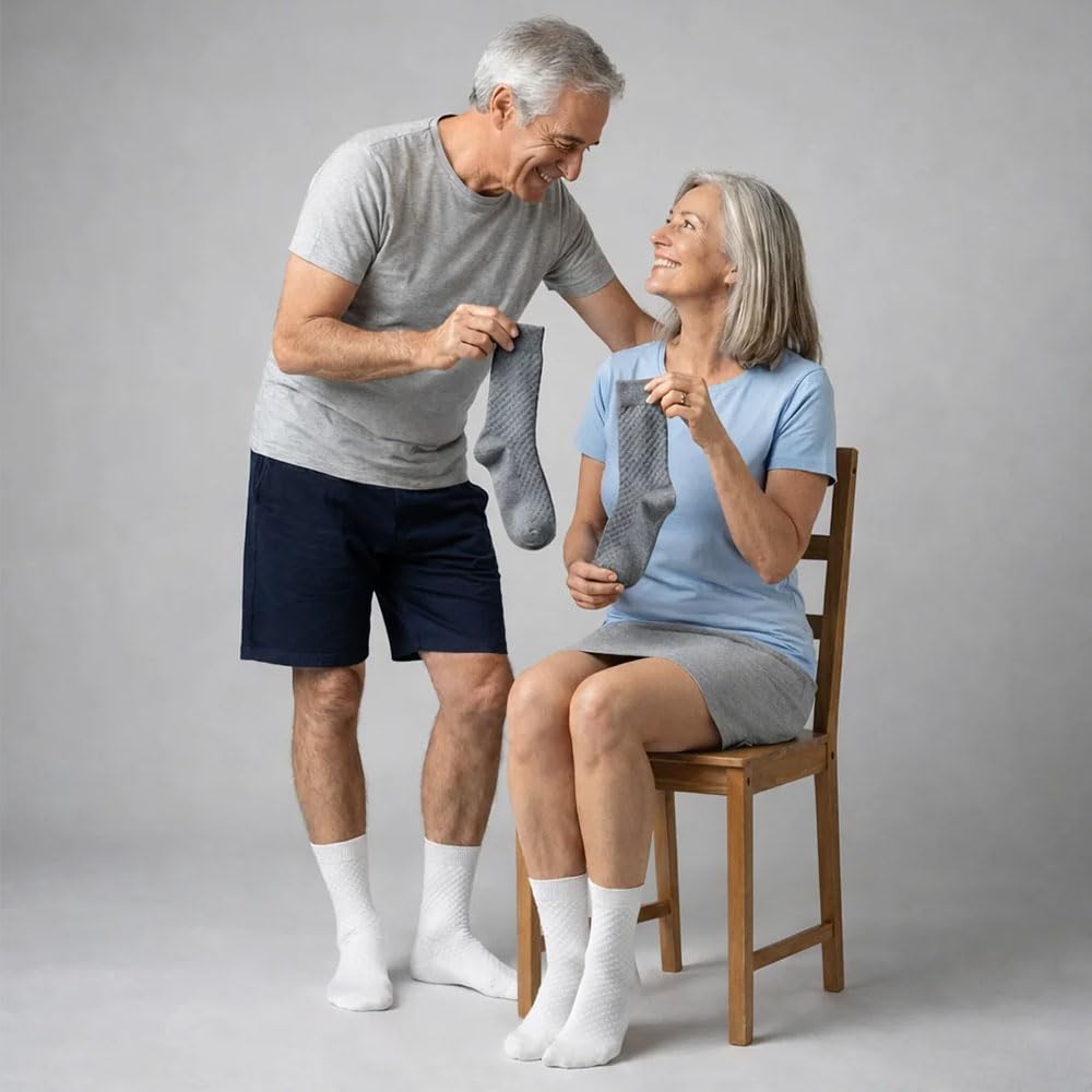MEIION Bambò Tech Calcetines de Bambú Sin Marcas Calcetines de Bambú Sin Costuras, Anchos Sin Elástico para Pies Sensibles, Transpirables, para Mujer, Hombre y Ancianos