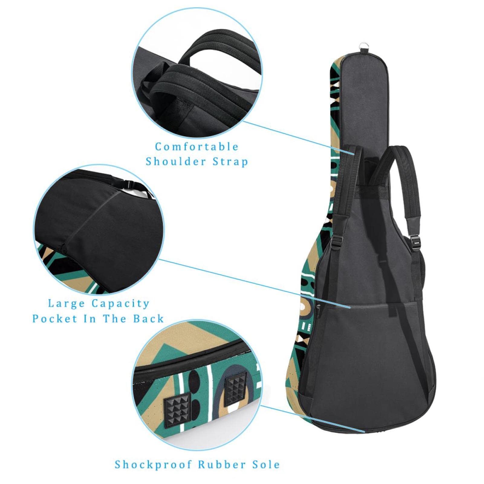 Torba na gitarę akustyczną, wodoodporny plecak, gruby, miękki, wyściełany, gitary akustyczne i elektryczne, gitara klasyczna, Kolor6, 42.9x16.9x4.7 in, Organizer do torby