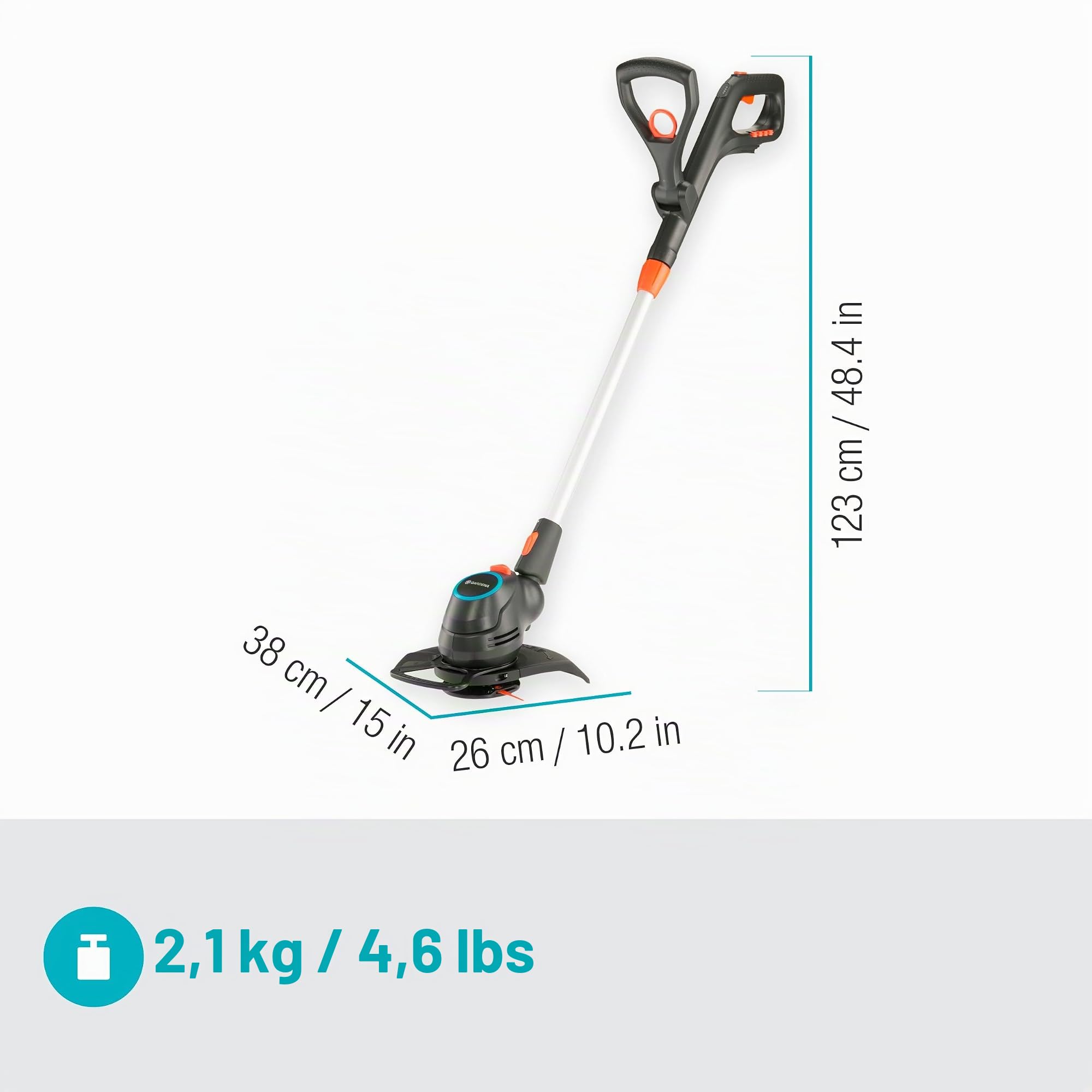 Gardena Trimmer A Batteria ComfortCut 23/18V P4A Solo: Potente, Leggero, Telescopico, Taglio dei bordi, Senza fili (14701-55)