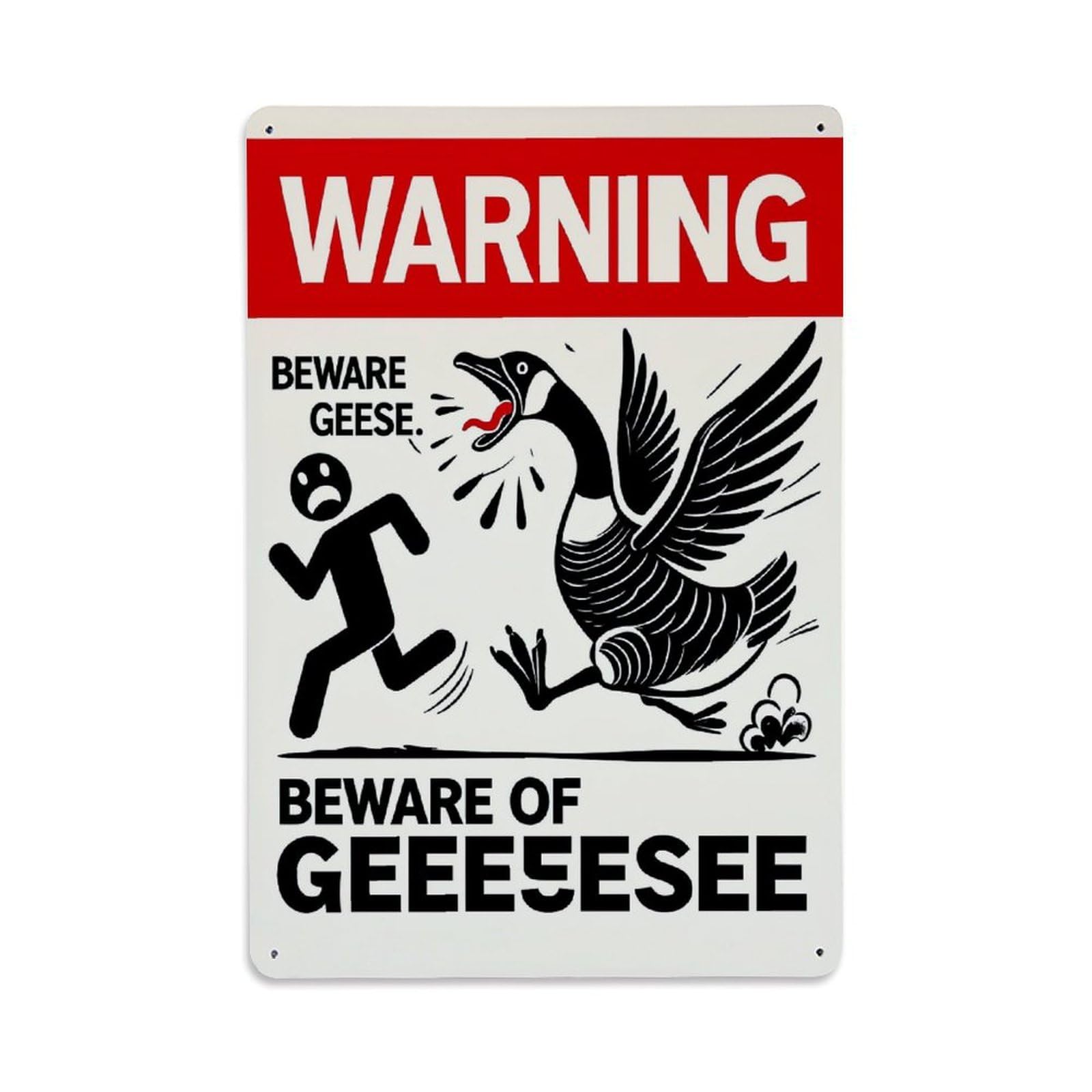 Jdfenggu Vintage Warning Beware Geese Sign Print Retro Metal Tin Sign, Metal Poster For Bar, Home, Man Cave, Kitchen, Laundry Room Art Decor 8X12 Inch