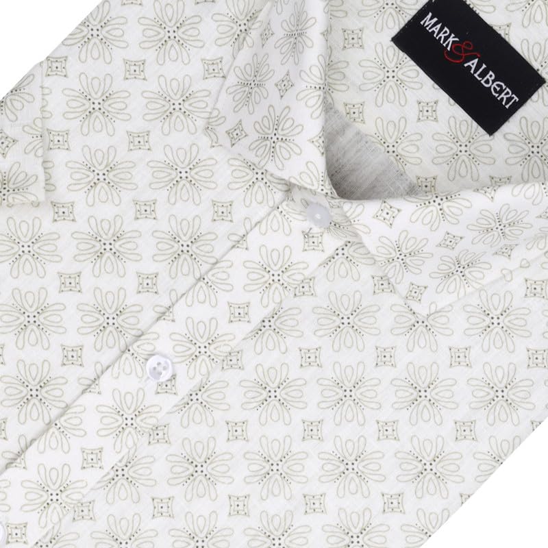 Image of Mark & Albert Men's Half Sleeve Cotton Linen Shirt Blue