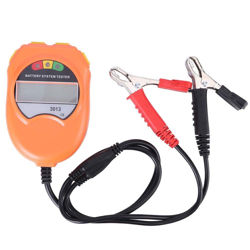 Hyuduo Tester Systemu Akumulatorowego Wyświetlacz z Podświetleniem LCD Tester Akumulatora Samochodowego do ładowania Pojazdów Kwasowo-ołowiowych 12 V, Sprawdza Akumulator i System ładowania dla