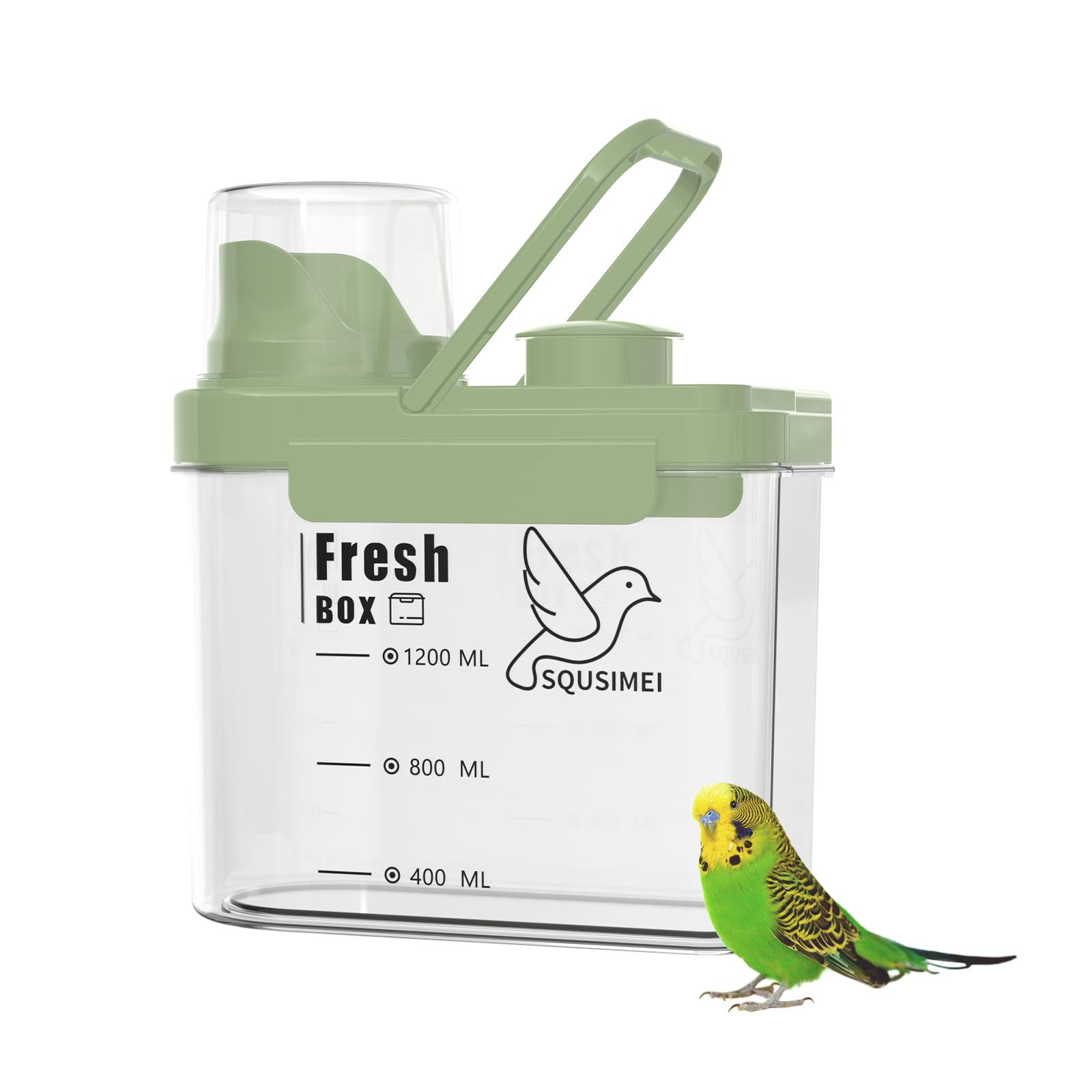 3 Qt/2.8 L Bird Seed Storage Container, Pet Food Container(1.6L, Green)