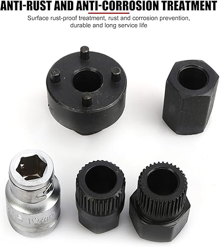 Miniatura 3 de EVTSCAN Kit de herramientas de extracción de polea de rueda libre de alternador, acero al carbono tratado térmicamente, ajuste de precisión, con