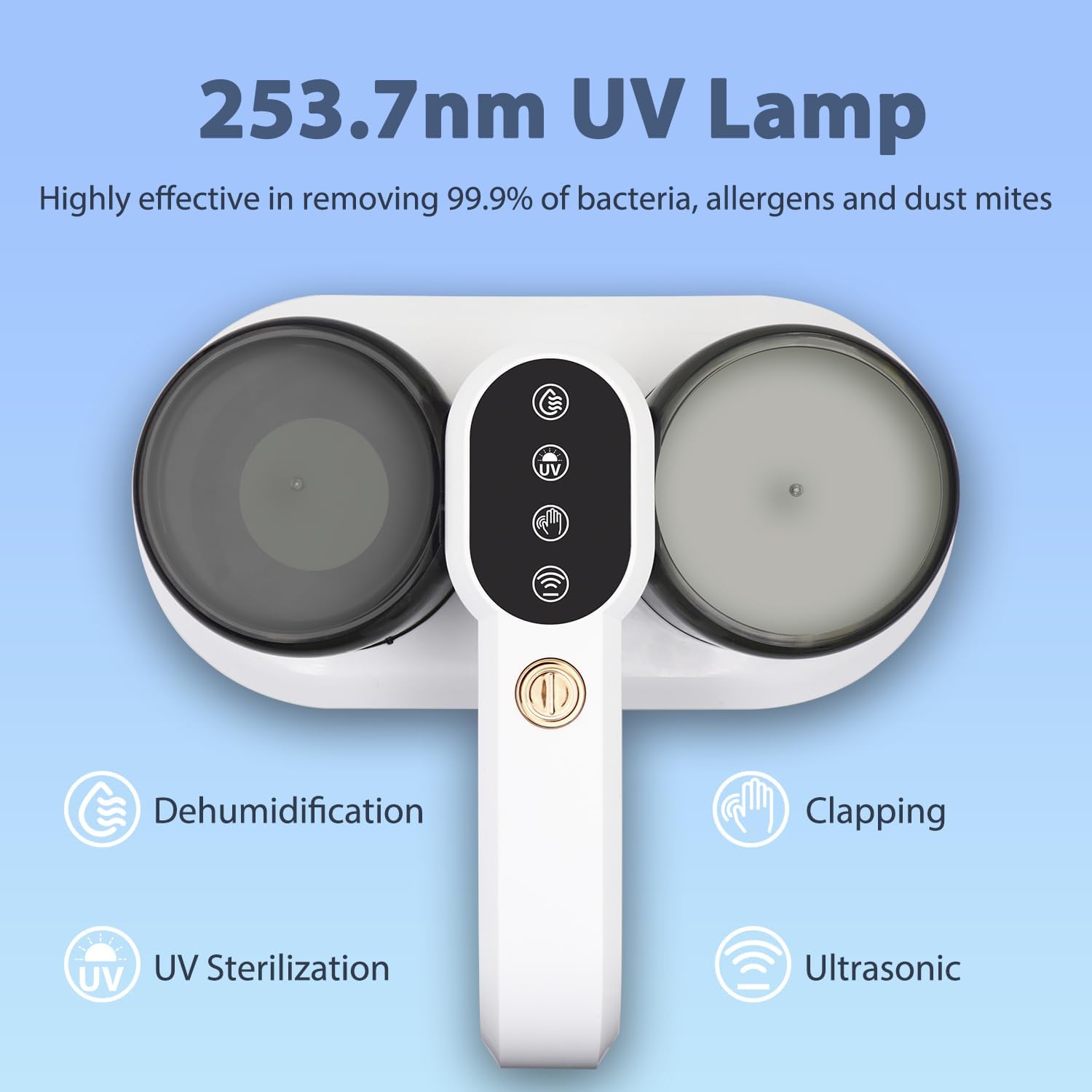 Milbensauger für Matratzen mit UV-Licht Handstaubsauger 400W 14Kpa Matratzenreiniger Heißluftfunktion Bürstenrolle Bett-Staubsauger mit Kabel