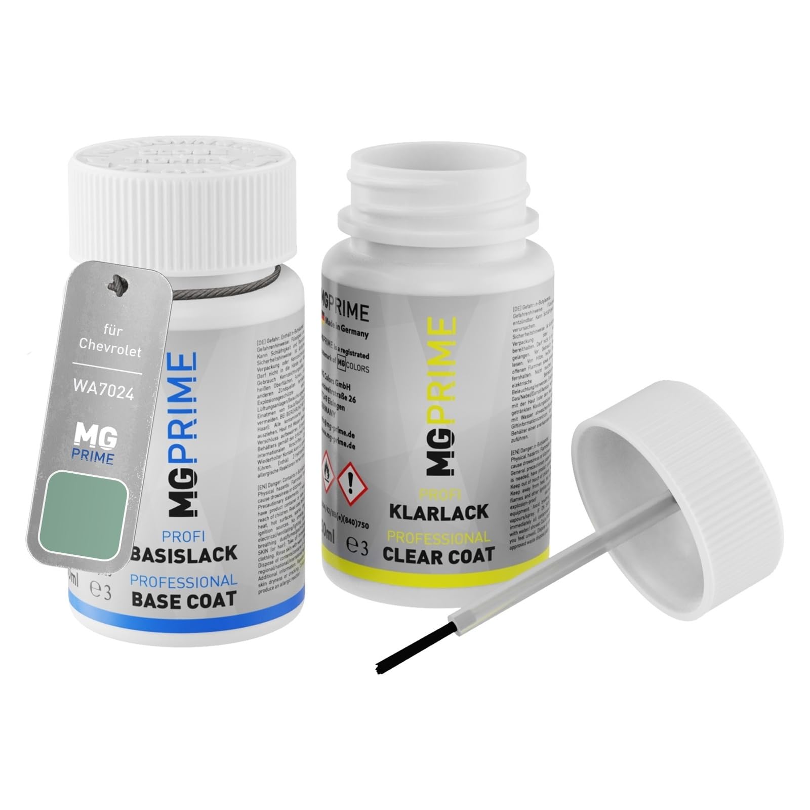 MG PRIME Car paint Touch-up pen set for Chevrolet WA7024 Medium Green Metallic Base coat clear coat 50ml each