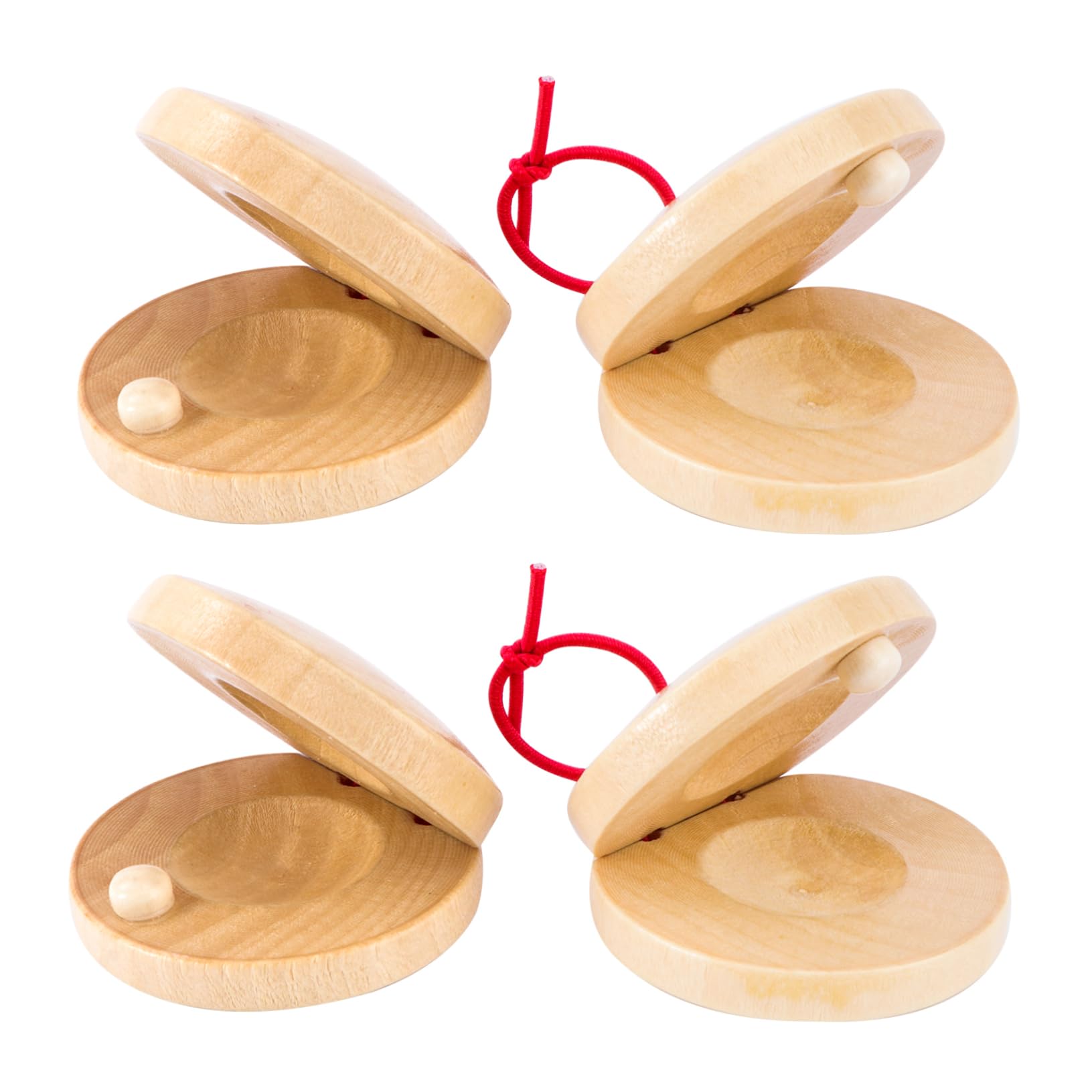 VANZACK 4pcs Wooden Musical Castanets for Safe Percussion Instruments Enhance Coordination and Rhythm Lightweight Design for for Early Education and Fun Activities